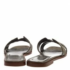 Hermes Grey Ostrich Leather Oran Flats Size 39 For Women -Deals Hermes Store luxury women hermes used shoes p388584 002