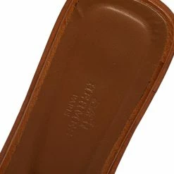 Hermes Brown Ostrich Leather Oran Flats Size 39 For Women -Deals Hermes Store luxury women hermes used shoes p388585 001