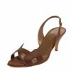 Hermes Brown Leather Night Slingback Sandals Size 39.5 For Women -Deals Hermes Store luxury women hermes used shoes p389463 001