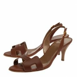 Hermes Brown Leather Night Slingback Sandals Size 39.5 For Women 13 Hermes Brown Leather Night Slingback Sandals Size 39.5 For Women -Deals Hermes Store luxury women hermes used shoes p389463 005