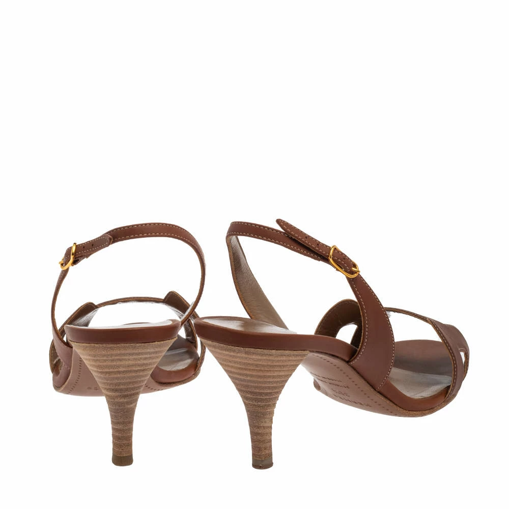 Hermes Brown Leather Night Slingback Sandals Size 39.5 For Women 7 Hermes Brown Leather Night Slingback Sandals Size 39.5 For Women - Image 5