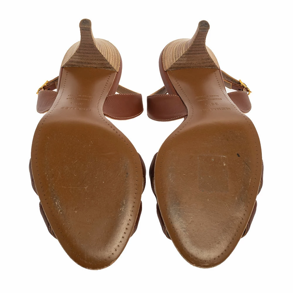 Hermes Brown Leather Night Slingback Sandals Size 39.5 For Women 8 Hermes Brown Leather Night Slingback Sandals Size 39.5 For Women - Image 6