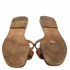 Hermes Brown Leather Slip On Oran Sandals Size 37 For Women -Deals Hermes Store luxury women hermes used shoes p390157 004