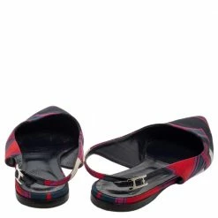 Hermes Navy Blue Printed Silk Laura Slingback Flat Sandals Size 37 For Women -Deals Hermes Store luxury women hermes used shoes p392470 006