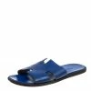 Hermes Blue Leather Izmir Slide Sandals Size 43 For Women -Deals Hermes Store luxury women hermes used shoes p392593 005