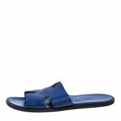 Hermes Blue Leather Izmir Slide Sandals Size 43 For Women -Deals Hermes Store luxury women hermes used shoes p392593 006