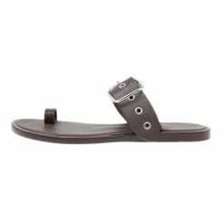 Hermes Brown Leather Toe Ring Buckle Sandals Size 37 For Women -Deals Hermes Store luxury women hermes used shoes p39360 002