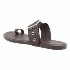 Hermes Brown Leather Toe Ring Buckle Sandals Size 37 For Women -Deals Hermes Store luxury women hermes used shoes p39360 003