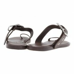 Hermes Brown Leather Toe Ring Buckle Sandals Size 37 For Women -Deals Hermes Store luxury women hermes used shoes p39360 005