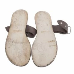 Hermes Brown Leather Toe Ring Buckle Sandals Size 37 For Women -Deals Hermes Store luxury women hermes used shoes p39360 007