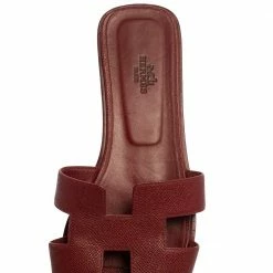 Hermes Burgundy Leather Oran Flats Size 40 For Women 16 Hermes Burgundy Leather Oran Flats Size 40 For Women -Deals Hermes Store luxury women hermes used shoes p393863 002