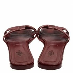 Hermes Burgundy Leather Oran Flats Size 40 For Women 14 Hermes Burgundy Leather Oran Flats Size 40 For Women -Deals Hermes Store luxury women hermes used shoes p393863 006