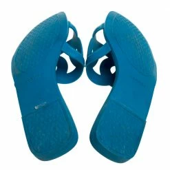 Hermes Blue Rubber Omaha Slide Sandals Size 39 For Women -Deals Hermes Store luxury women hermes used shoes p395392 001
