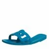 Hermes Blue Rubber Omaha Slide Sandals Size 39 For Women