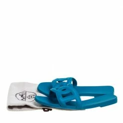 Hermes Blue Rubber Omaha Slide Sandals Size 39 For Women -Deals Hermes Store luxury women hermes used shoes p395392 008