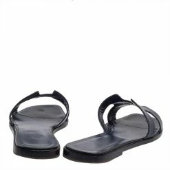 Hermes Blue Leather Oran Flat Sandals Size 40.5 For Women -Deals Hermes Store luxury women hermes used shoes p396833 006