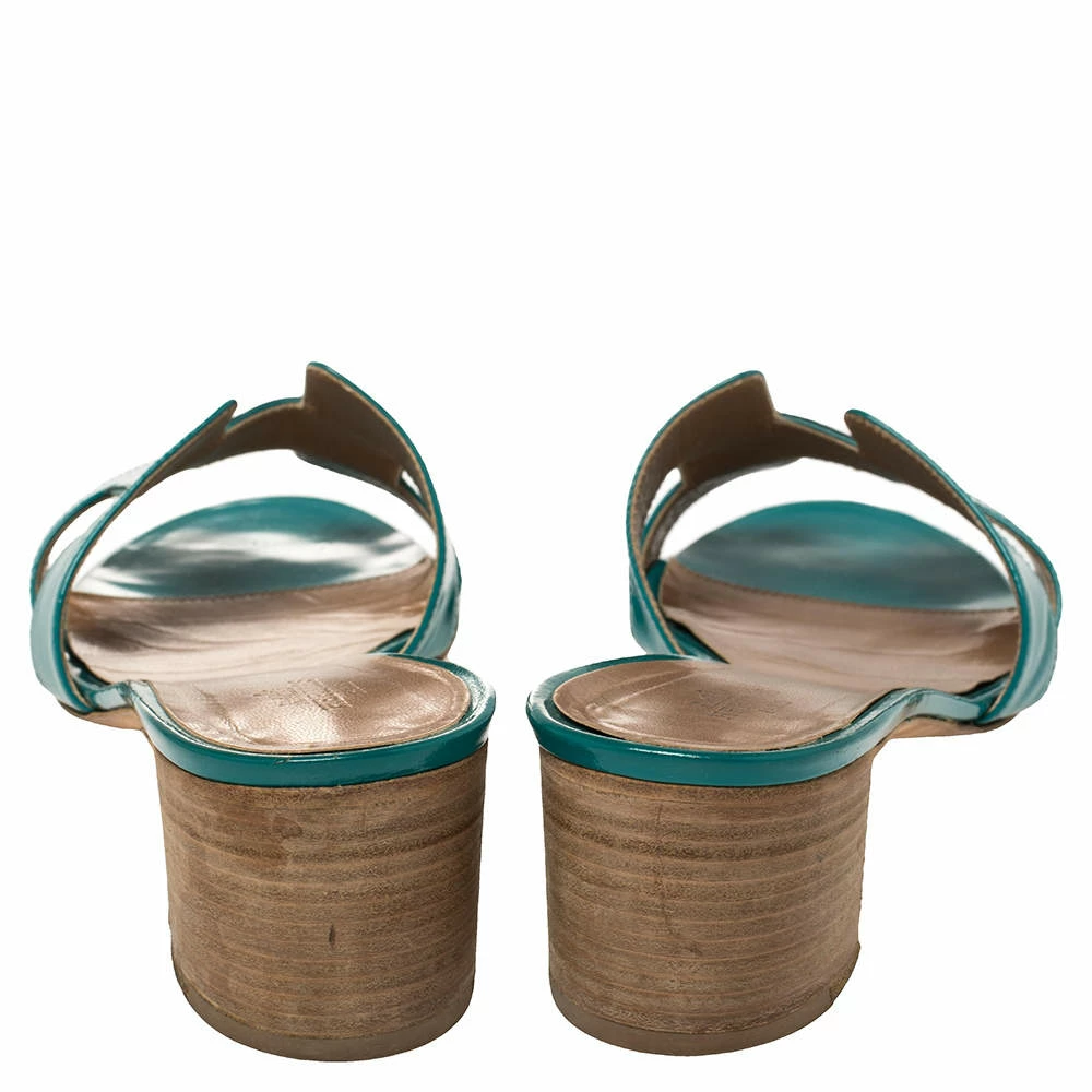 Hermes Blue Patent Leather Oasis Sandals Size 40 For Women 7 Hermes Blue Patent Leather Oasis Sandals Size 40 For Women - Image 5