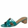 Hermes Blue Patent Leather Oasis Sandals Size 40 For Women -Deals Hermes Store luxury women hermes used shoes p396920 006
