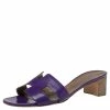 Hermes Purple Leather Oasis Sandals Size 40 For Women