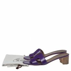 Hermes Purple Leather Oasis Sandals Size 40 For Women -Deals Hermes Store luxury women hermes used shoes p396926 010