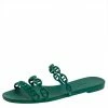 Hermes Green Rubber D'ancre Chaine Sandals Size 39 For Women