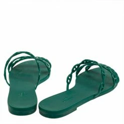 Hermes Green Rubber D'ancre Chaine Sandals Size 39 For Women -Deals Hermes Store luxury women hermes used shoes p396929 006