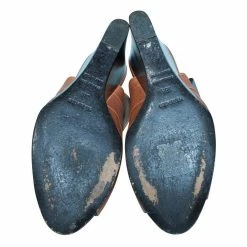 Hermes Brown Leather Wedge Sandals Size 38.5 For Women -Deals Hermes Store luxury women hermes used shoes p397256 003