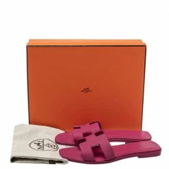 Hermes Pink Leather Oran Sandals Size 36 For Women 17 Hermes Pink Leather Oran Sandals Size 36 For Women -Deals Hermes Store luxury women hermes used shoes p401732 002