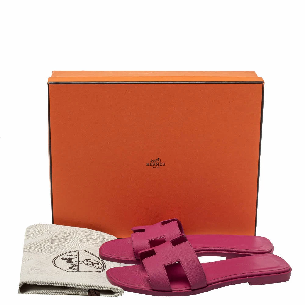 Hermes Pink Leather Oran Sandals Size 36 For Women 10 Hermes Pink Leather Oran Sandals Size 36 For Women - Image 8