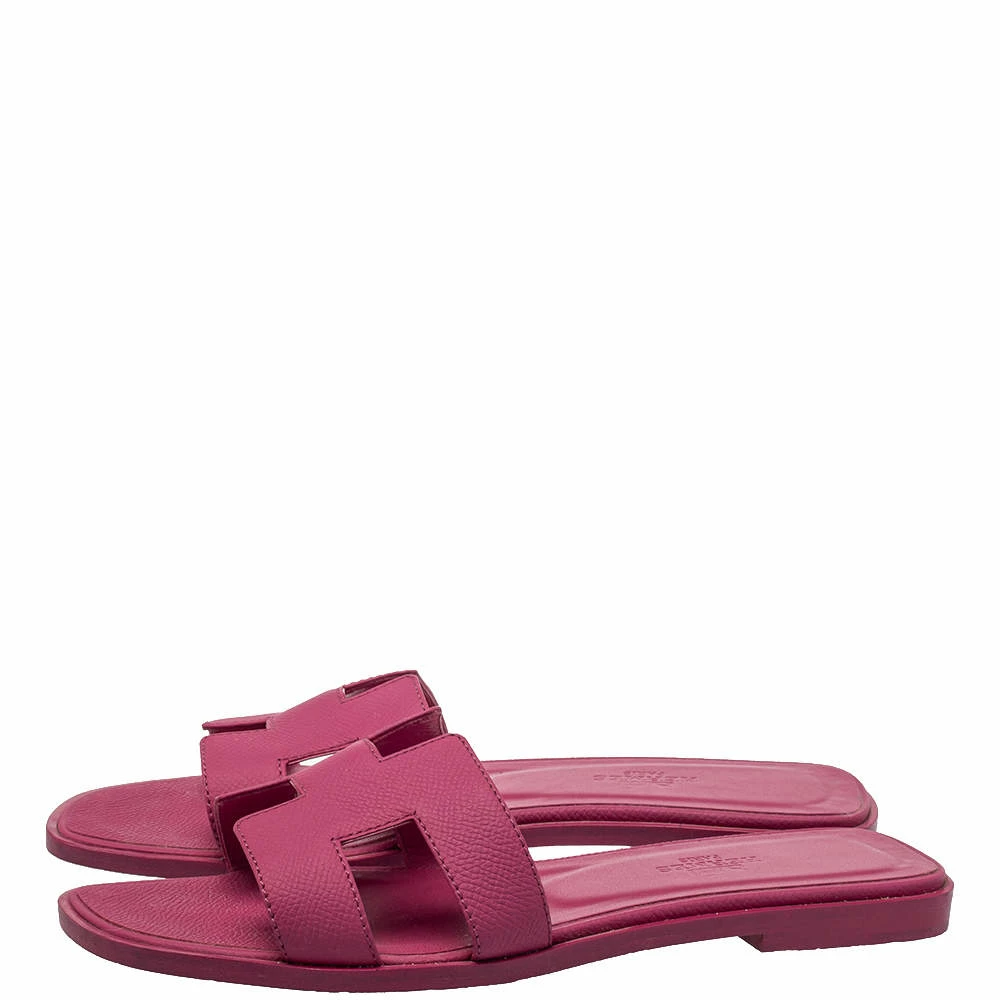 Hermes Pink Leather Oran Sandals Size 36 For Women 6 Hermes Pink Leather Oran Sandals Size 36 For Women - Image 4