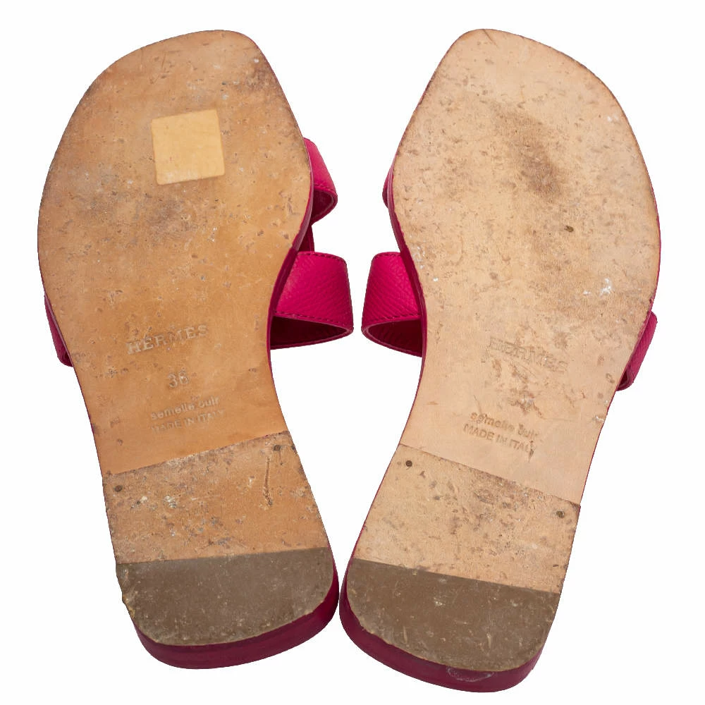 Hermes Pink Leather Oran Sandals Size 36 For Women 8 Hermes Pink Leather Oran Sandals Size 36 For Women - Image 6