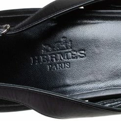 Hermes Black Leather Studded Night Slingback Sandals Size 40.5 For Women -Deals Hermes Store luxury women hermes used shoes p403327 005