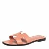 Hermes Hermès Beige Leather Oran Flat Slides Size 37.5 For Women