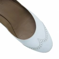 Hermes White Brogue Leather Wedge Pumps Size 39 For Women -Deals Hermes Store luxury women hermes used shoes p40492 008