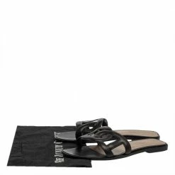 Hermes Black Leather Omaha Flats Size 39 For Women -Deals Hermes Store luxury women hermes used shoes p405105 001