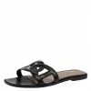 Hermes Black Leather Omaha Flats Size 39 For Women