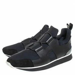 Hermes Black/Blue Leather And Nylon Low Top Sneakers Size 40 For Women -Deals Hermes Store luxury women hermes used shoes p405210 001