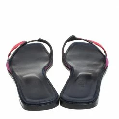 Hermes Multicolor Printed Canvas Oran Flat Slides Size 41 For Women -Deals Hermes Store luxury women hermes used shoes p405290 003