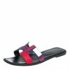 Hermes Multicolor Printed Canvas Oran Flat Slides Size 41 For Women -Deals Hermes Store luxury women hermes used shoes p405290 006