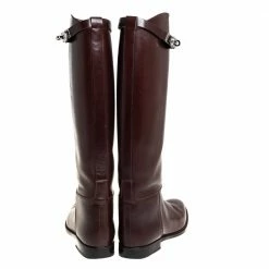 Hermes Brown Leather Jumping Knee Length Boots Size 38 For Women -Deals Hermes Store luxury women hermes used shoes p406310 008