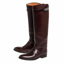 Hermes Brown Leather Jumping Knee Length Boots Size 38 For Women -Deals Hermes Store luxury women hermes used shoes p406310 010