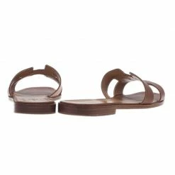 Hermes Brown Leather Oran Sandals Size 39.5 For Women -Deals Hermes Store luxury women hermes used shoes p40646 006