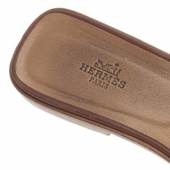 Hermes Brown Leather Oran Sandals Size 39.5 For Women -Deals Hermes Store luxury women hermes used shoes p40646 010
