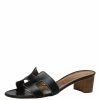 Hermes Black Leather Oasis Slide Sandals Size 38 For Women -Deals Hermes Store luxury women hermes used shoes p407948 006