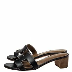 Hermes Black Leather Oasis Sandals Size 35.5 For Women -Deals Hermes Store luxury women hermes used shoes p408352 002