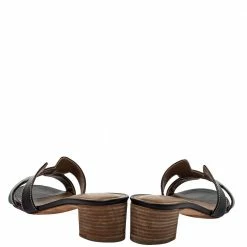 Hermes Black Leather Oasis Sandals Size 35.5 For Women -Deals Hermes Store luxury women hermes used shoes p408352 004