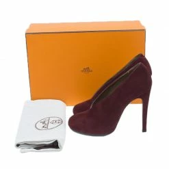 Hermes Burgundy Suede Florida Pumps Size 37 For Women -Deals Hermes Store luxury women hermes used shoes p41038 012