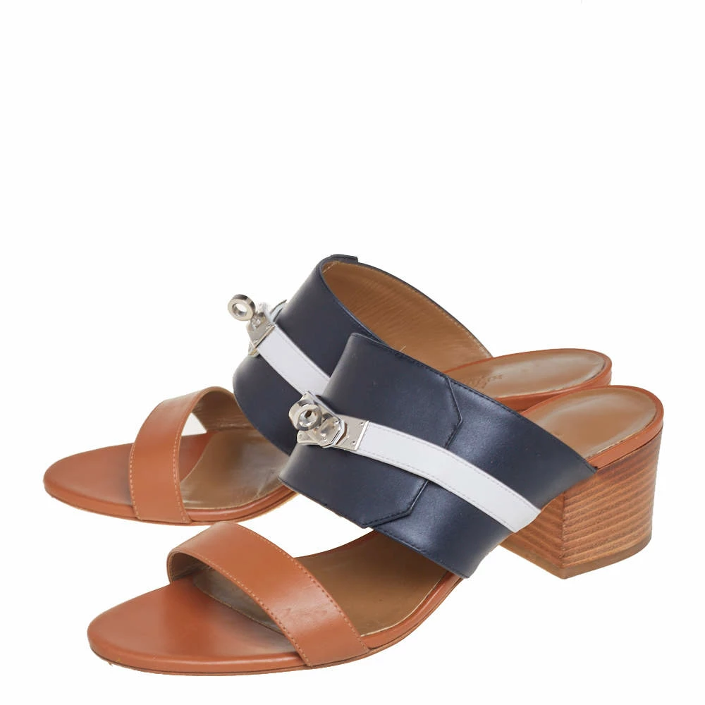 Hermes Hermès Tricolor Leather Ovation Slide Sandals Size 39 For Women 6 Hermes Hermès Tricolor Leather Ovation Slide Sandals Size 39 For Women - Image 4