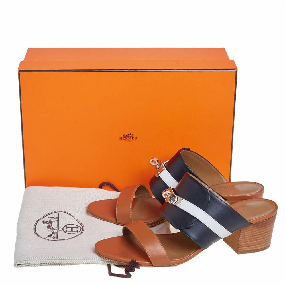 Hermes Hermès Tricolor Leather Ovation Slide Sandals Size 39 For Women 10 Hermes Hermès Tricolor Leather Ovation Slide Sandals Size 39 For Women - Image 8