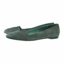 Hermes Olive Green Suede Ballet Flats Size 39 For Women -Deals Hermes Store luxury women hermes used shoes p41298 004
